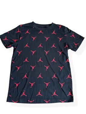 Jordan Nike Black Red Jumpman Print T-Shirt Youth Medium 10-12